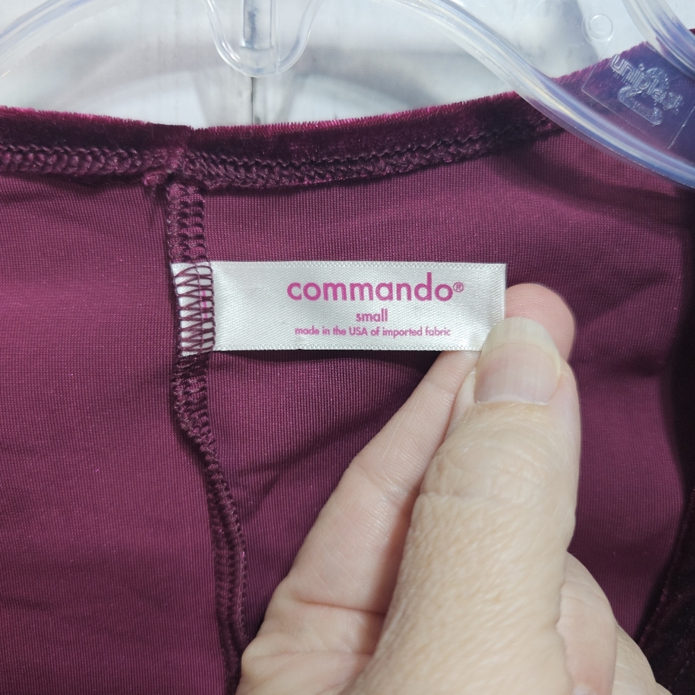 Commando Women's Burgundy Short Sleeve Velvet Bodysuit Size Small USA Made. - Picture 6 of 9